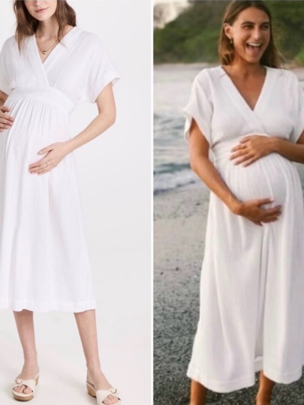 NWOT Hatch Maternity White “The Carolina Dress” midi dress "3"